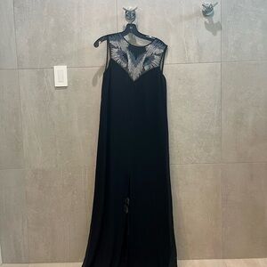 Brand New BCBGMaxAzria Black Maxi Dress with Silver and Blue Accents